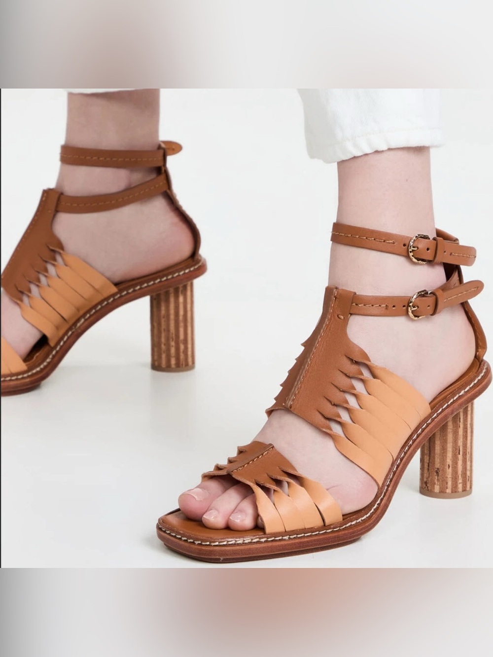 Ulla Johnson Madeira Twisted Two-Tone Strappy Leather Heels